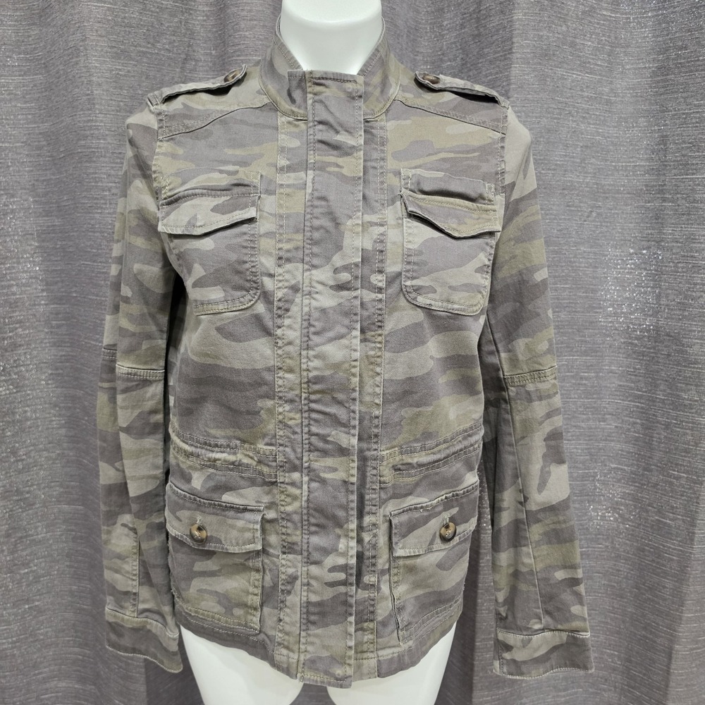 EXPRESS Camo Military Utility Jacket Zip Up‎ Front Flap Pockets Size M